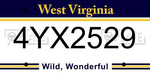 4YX2529 West Virginia License Plate