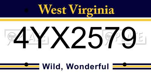 4YX2579 West Virginia License Plate