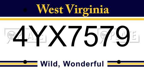 4YX7579 West Virginia License Plate