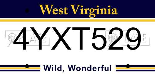 4YXT529 West Virginia License Plate