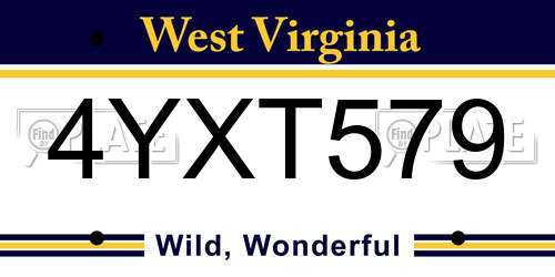 4YXT579 West Virginia License Plate