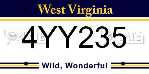 4YY235 West Virginia License Plate
