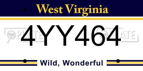 4YY464 West Virginia License Plate