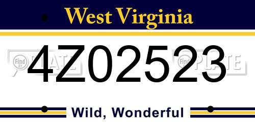 4Z02523 West Virginia License Plate