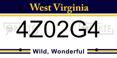 4Z02G4 West Virginia License Plate