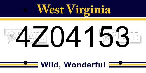 4Z04153 West Virginia License Plate