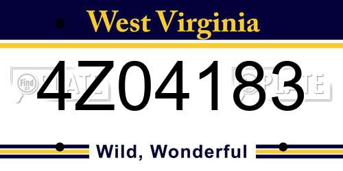 4Z04183 West Virginia License Plate