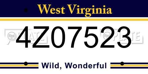 4Z07523 West Virginia License Plate
