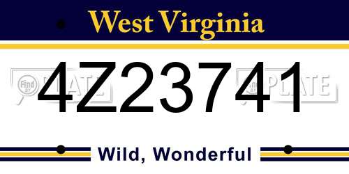 4Z23741 West Virginia License Plate