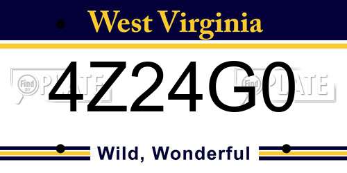 4Z24G0 West Virginia License Plate