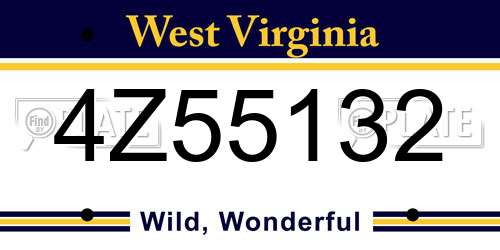 4Z55132 West Virginia License Plate