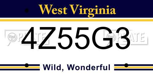 4Z55G3 West Virginia License Plate