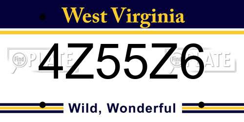 4Z55Z6 West Virginia License Plate