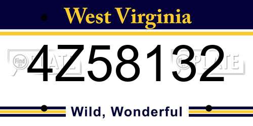 4Z58132 West Virginia License Plate
