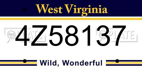 4Z58137 West Virginia License Plate