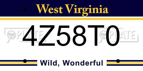 4Z58T0 West Virginia License Plate