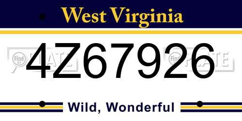 4Z67926 West Virginia License Plate