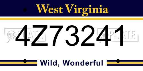 4Z73241 West Virginia License Plate