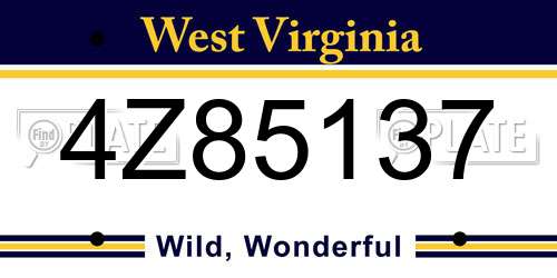 4Z85137 West Virginia License Plate
