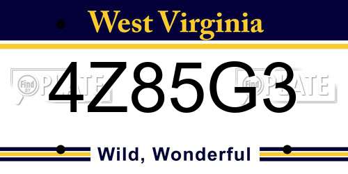 4Z85G3 West Virginia License Plate