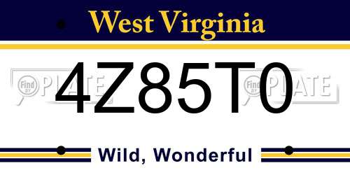 4Z85T0 West Virginia License Plate