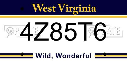 4Z85T6 West Virginia License Plate