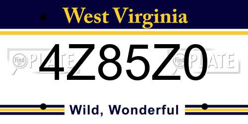 4Z85Z0 West Virginia License Plate