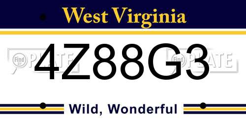 4Z88G3 West Virginia License Plate