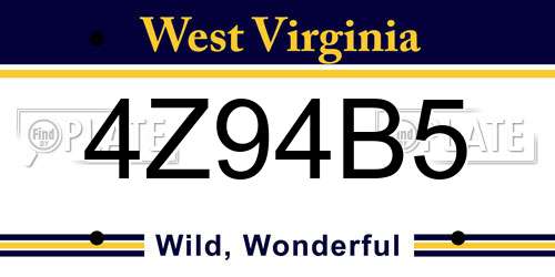 4Z94B5 West Virginia License Plate