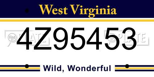 4Z95453 West Virginia License Plate