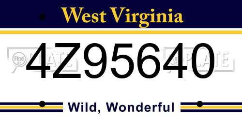 4Z95640 West Virginia License Plate