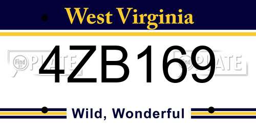 4ZB169 West Virginia License Plate