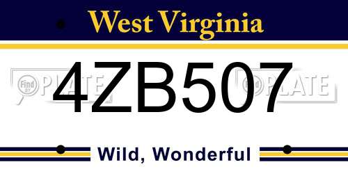 4ZB507 West Virginia License Plate