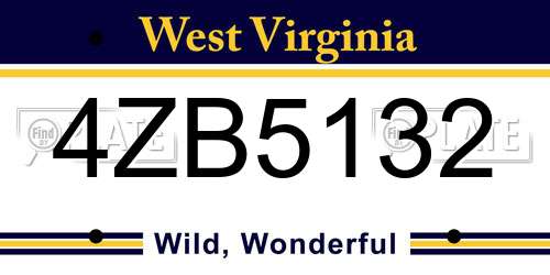 4ZB5132 West Virginia License Plate