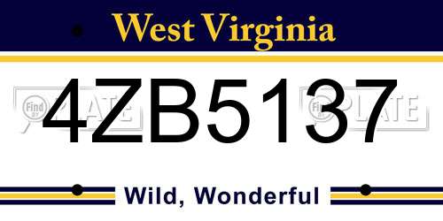 4ZB5137 West Virginia License Plate