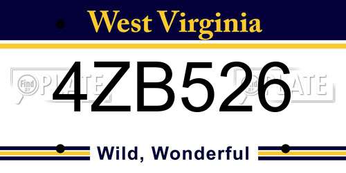 4ZB526 West Virginia License Plate