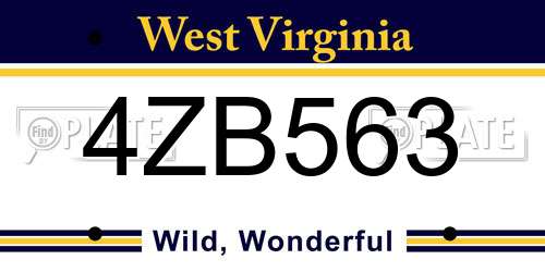 4ZB563 West Virginia License Plate