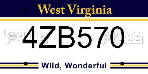 4ZB570 West Virginia License Plate