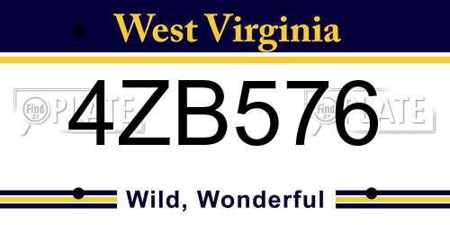 4ZB576 West Virginia License Plate