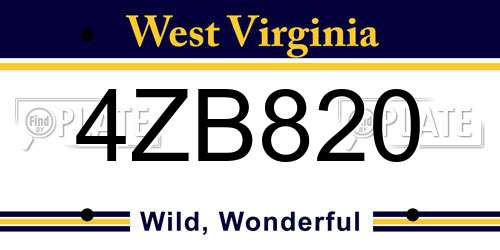 4ZB820 West Virginia License Plate