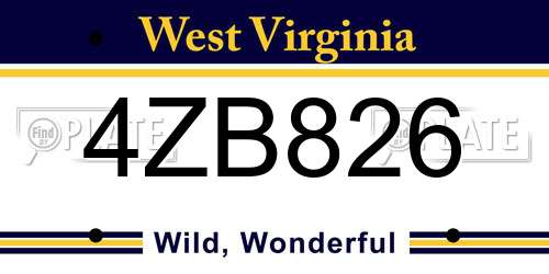 4ZB826 West Virginia License Plate