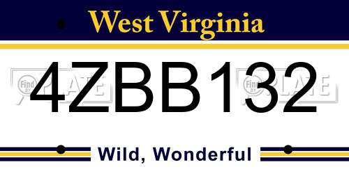 4ZBB132 West Virginia License Plate