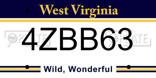 4ZBB63 West Virginia License Plate
