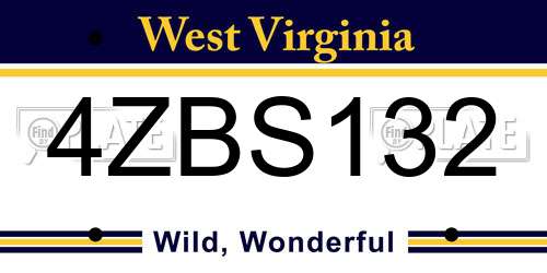 4ZBS132 West Virginia License Plate