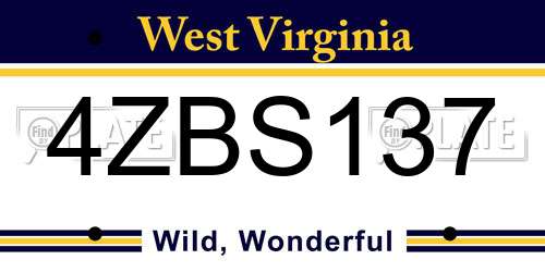4ZBS137 West Virginia License Plate