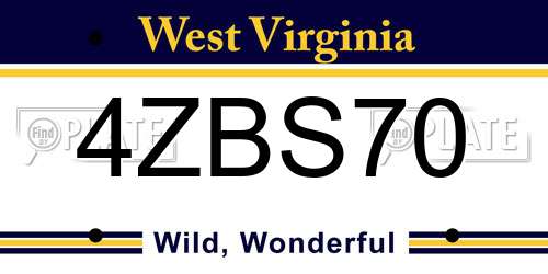 4ZBS70 West Virginia License Plate