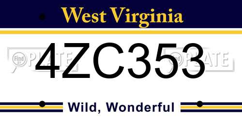 4ZC353 West Virginia License Plate