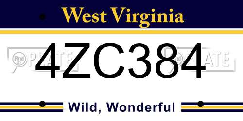 4ZC384 West Virginia License Plate