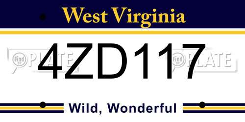 4ZD117 West Virginia License Plate