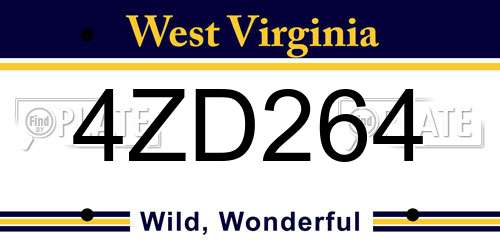 4ZD264 West Virginia License Plate